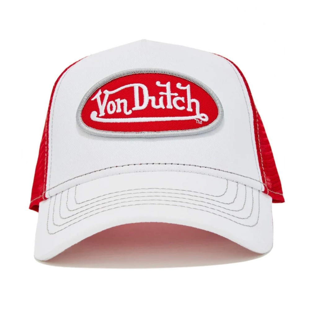NEW Von Dutch Hat Gym RED White Patch Trucker Mesh SnapBack Cap Retro unisex Y2K